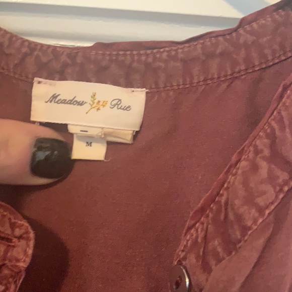 Meadow Rue Mauve-Rust Too with Leaf Embroidery - Picture 3 of 6